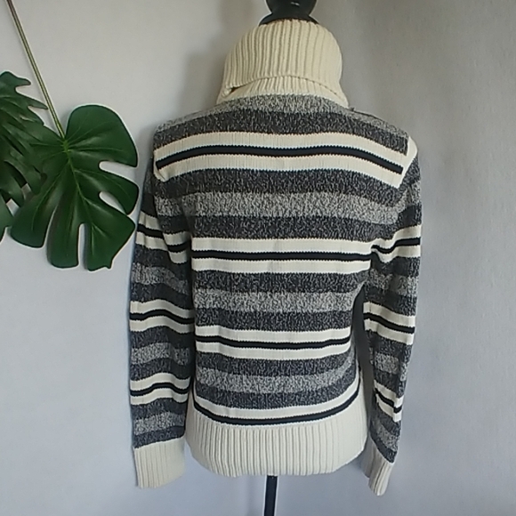 Vtg Liz Claiborne Striped Turtleneck Sweater - Picture 4 of 6